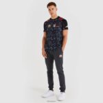 hombres camiseta con falla ropa Ellesse negro PZZNT482 - Image 2