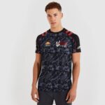 hombres camiseta con falla ropa Ellesse negro PZZNT482