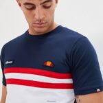 hombres camiseta venire ropa Ellesse azul marino/rojo/blanco PZZNT401 - Image 4