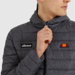 hombres chaqueta acolchada lombardía ropa Ellesse marga gris oscuro PZZNT287 - Image 4