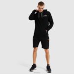 hombres primero sudadera con capucha ropa Ellesse negro PZZNT319 - Image 2