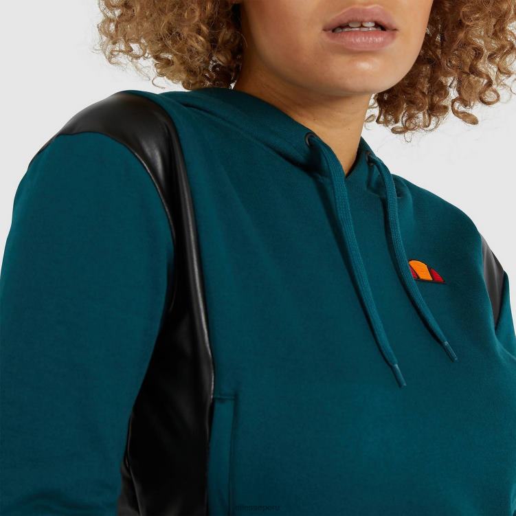 mujer sudadera corta con capucha fioci ropa Ellesse verde azulado PZZNT178 - Image 3