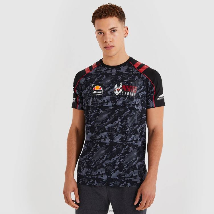 hombres camiseta con falla ropa Ellesse negro PZZNT482