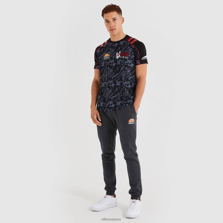 hombres camiseta con falla ropa Ellesse negro PZZNT482
