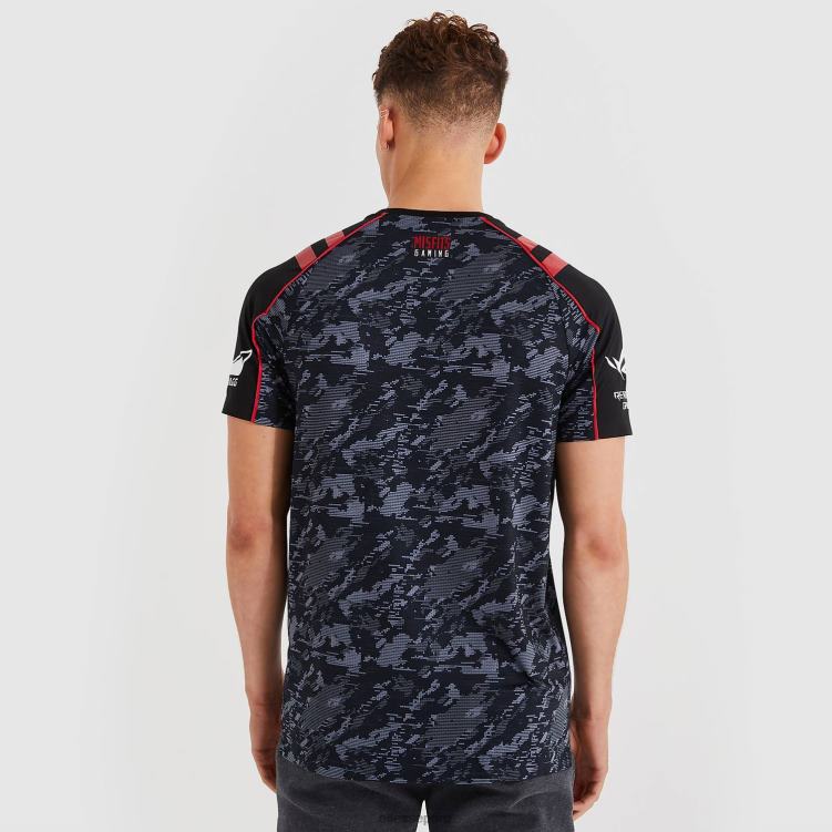 hombres camiseta con falla ropa Ellesse negro PZZNT482