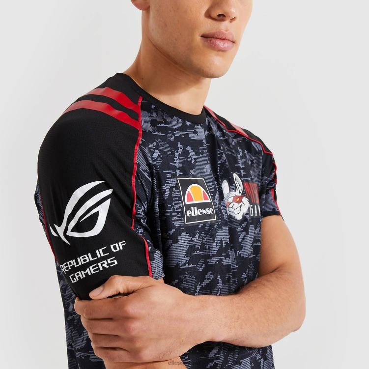 hombres camiseta con falla ropa Ellesse negro PZZNT482