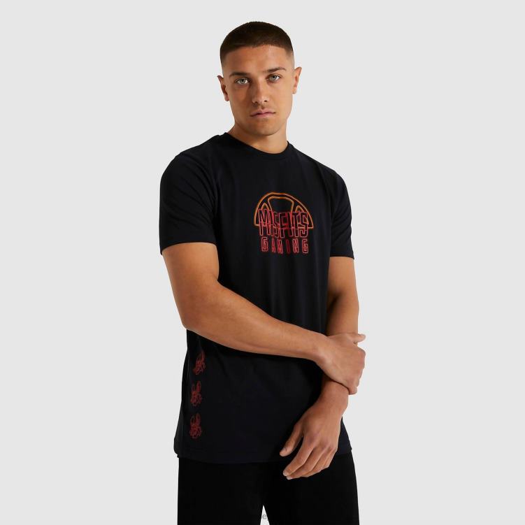 hombres camiseta de inadaptados menores ropa Ellesse negro PZZNT481
