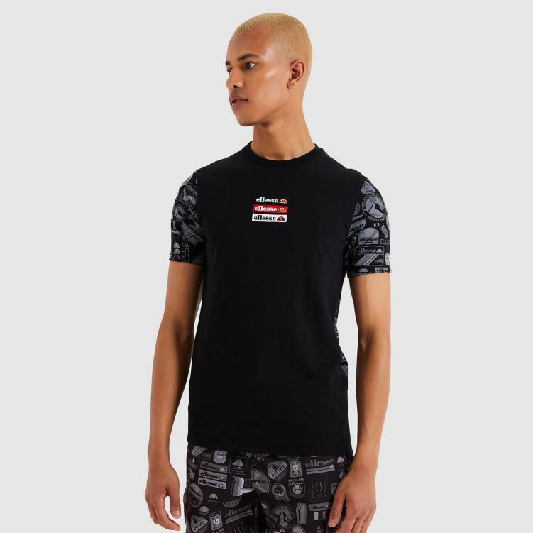 hombres camiseta hirona ropa Ellesse negro PZZNT475