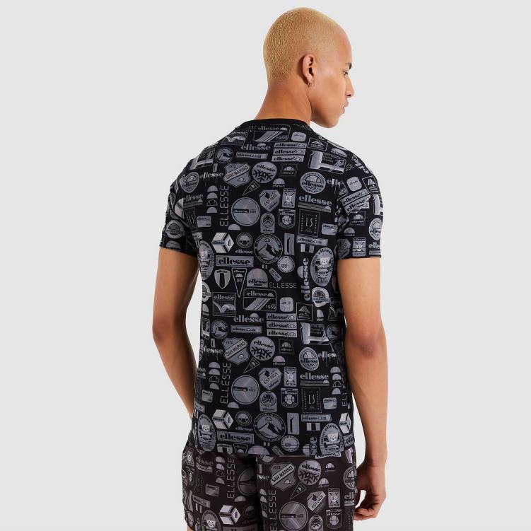 hombres camiseta hirona ropa Ellesse negro PZZNT475