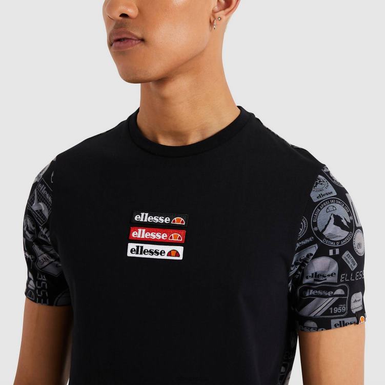 hombres camiseta hirona ropa Ellesse negro PZZNT475
