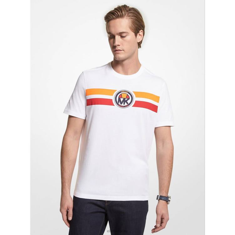 hombres camiseta mk de algodón a rayas ropa Ellesse logo PZZNT393