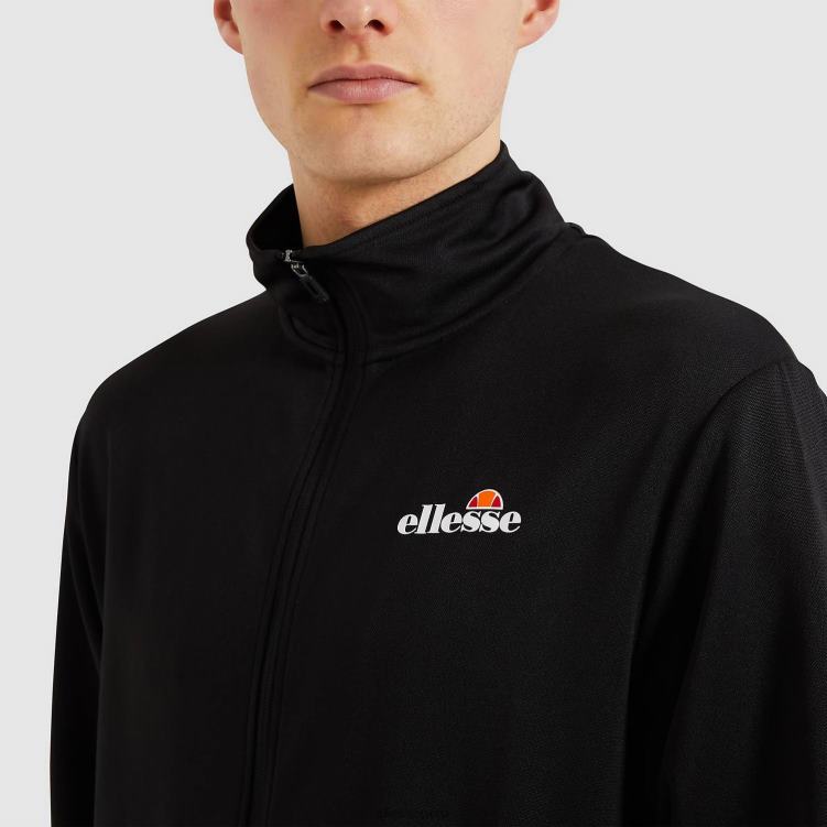hombres parte superior de la pista de marzo ropa Ellesse negro PZZNT326