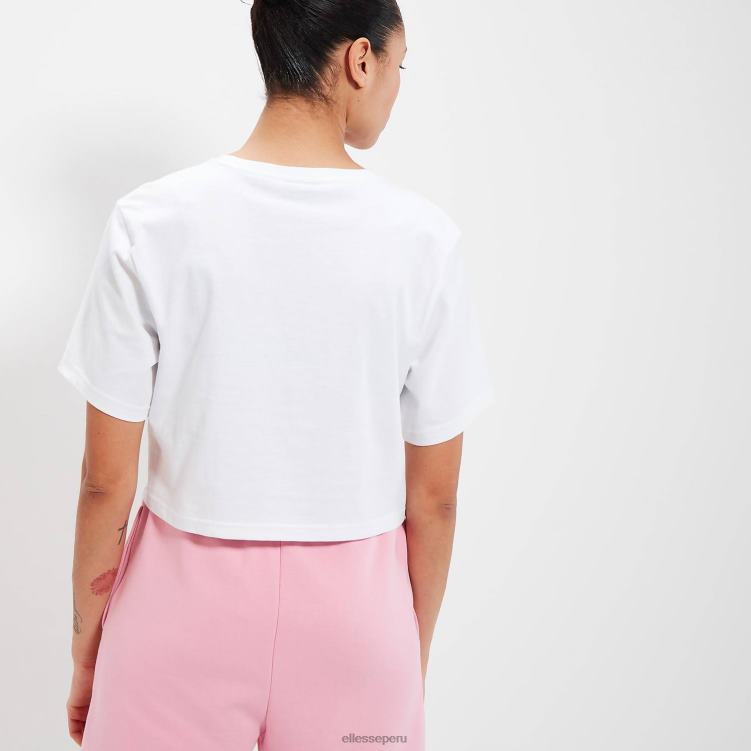 mujer camiseta beneventi croppd ropa Ellesse blanco PZZNT56