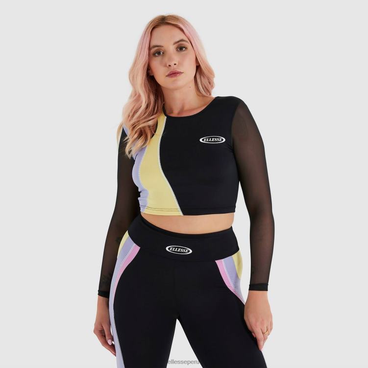 mujer camiseta corta leontina ropa Ellesse negro PZZNT223