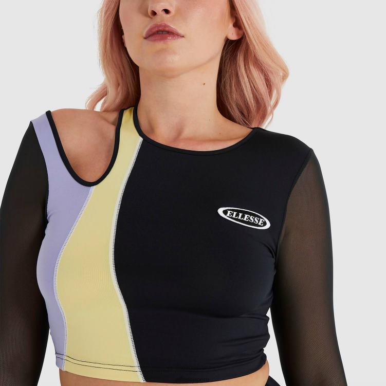 mujer camiseta corta leontina ropa Ellesse negro PZZNT223
