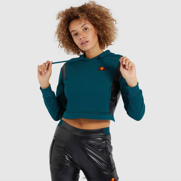 mujer sudadera corta con capucha fioci ropa Ellesse verde azulado PZZNT178