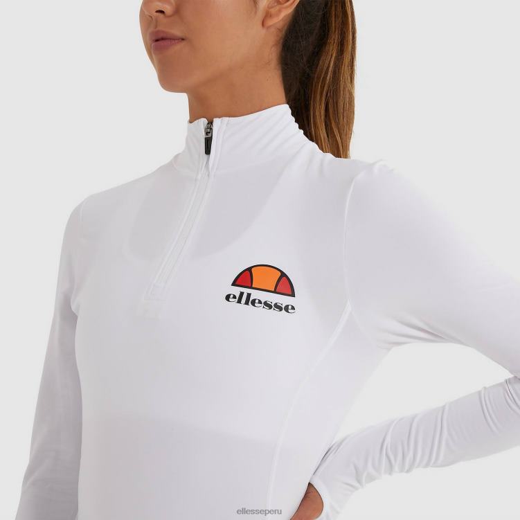 mujer sofira top con cremallera 1/4 ropa Ellesse blanco PZZNT95