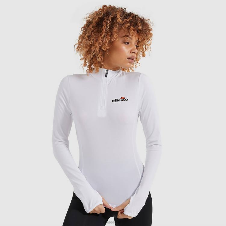 mujer sofira top con cremallera 1/4 ropa Ellesse blanco PZZNT95